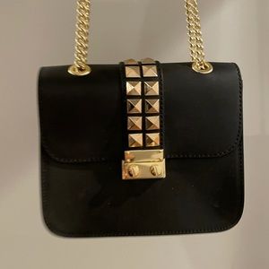 Black & Gold small Designer Handbag from Italy